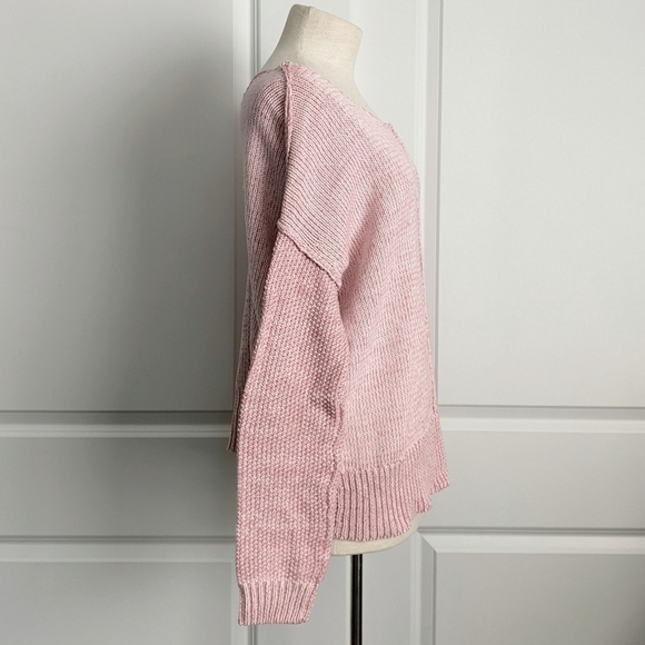 Rebecca Minkoff Sweater Cotton Knit Bateau & V-Neck Reversible Twist Pink L NWT - Picture 5 of 16